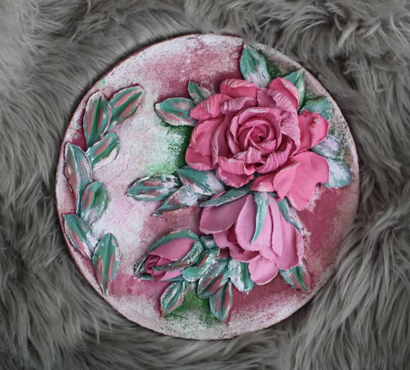 Roses painting, textured wall decor, floral art, gift idea.