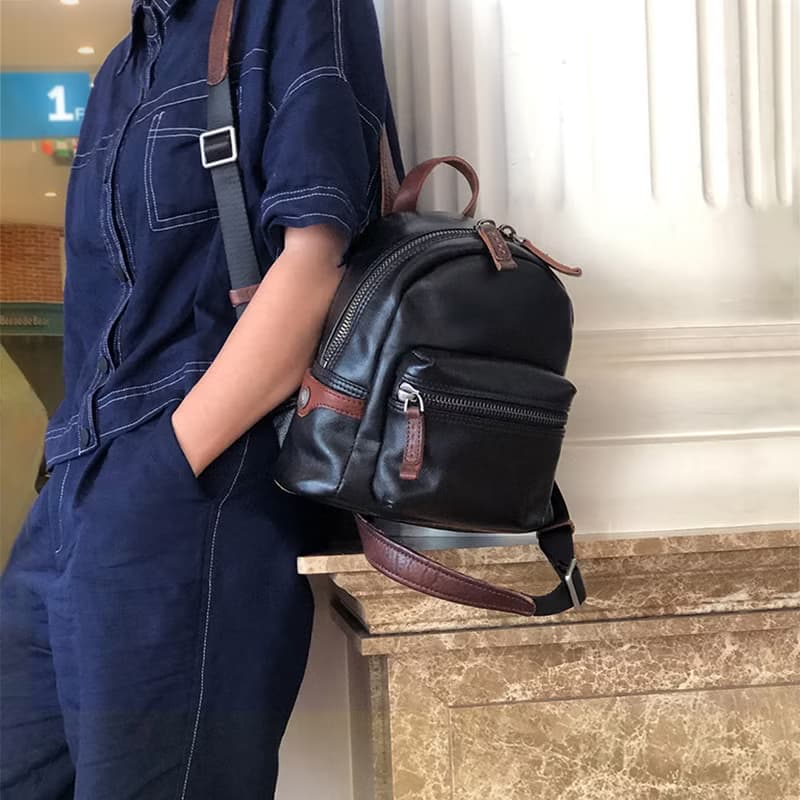 可愛雙肩小背包 真皮後背包 女生休閒書包 牛皮輕便旅行包 禮物