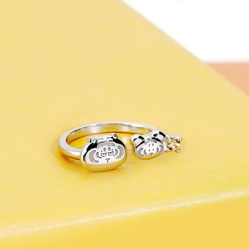 我不是胖虎經典系列-胖虎與小黃毛晶鑽純銀戒指