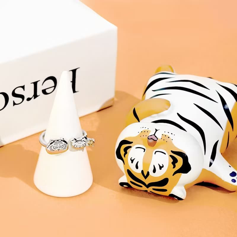 我不是胖虎經典系列-胖虎與小黃毛晶鑽純銀戒指