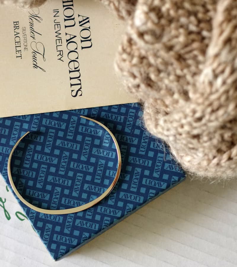 古董經典銀色開口手鐲手環 1978年 AVON BR142