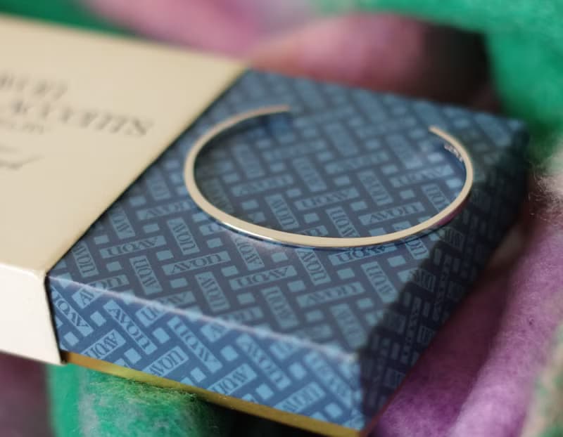 古董經典銀色開口手鐲手環 1978年 AVON BR142