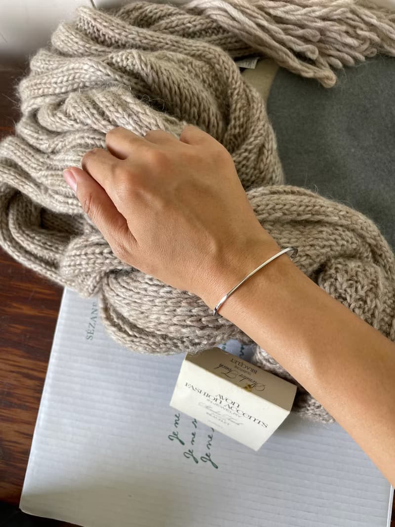 古董經典銀色開口手鐲手環 1978年 AVON BR142