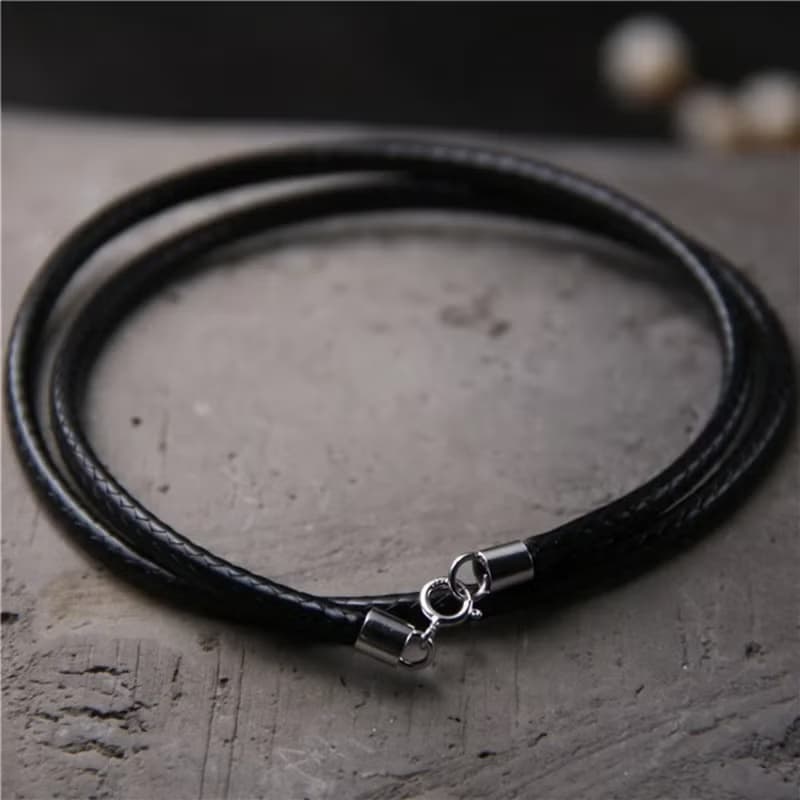 1piece 1-3MM 40-60CM Black Rope Necklaces Unisex Real 925 Sterling Silver PU Lea
