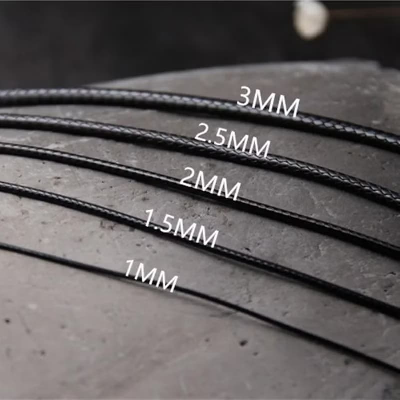 1piece 1-3MM 40-60CM Black Rope Necklaces Unisex Real 925 Sterling Silver PU Lea
