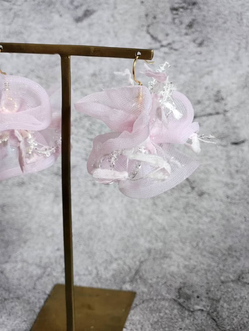 紗線耳環　cotton candy