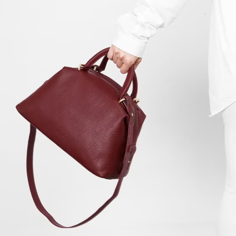 Leather Handbags and Crossbody bags in Aubergine (Mini Karen)  真皮手袋 真皮