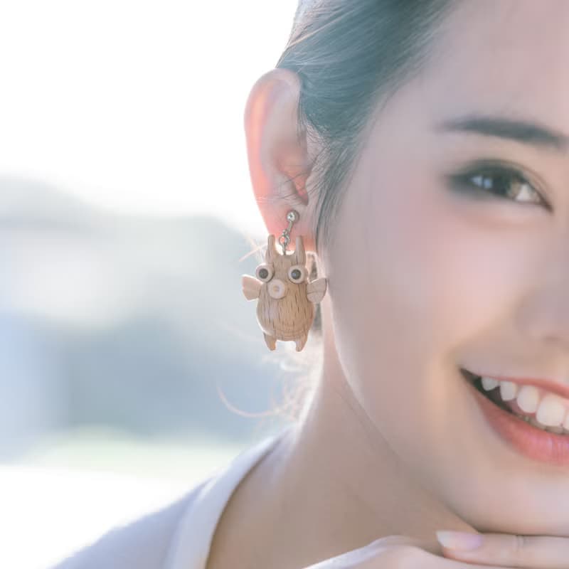 角箱魨 - 實木製耳環 / 海洋系列飾品 (耳勾、耳夾款)