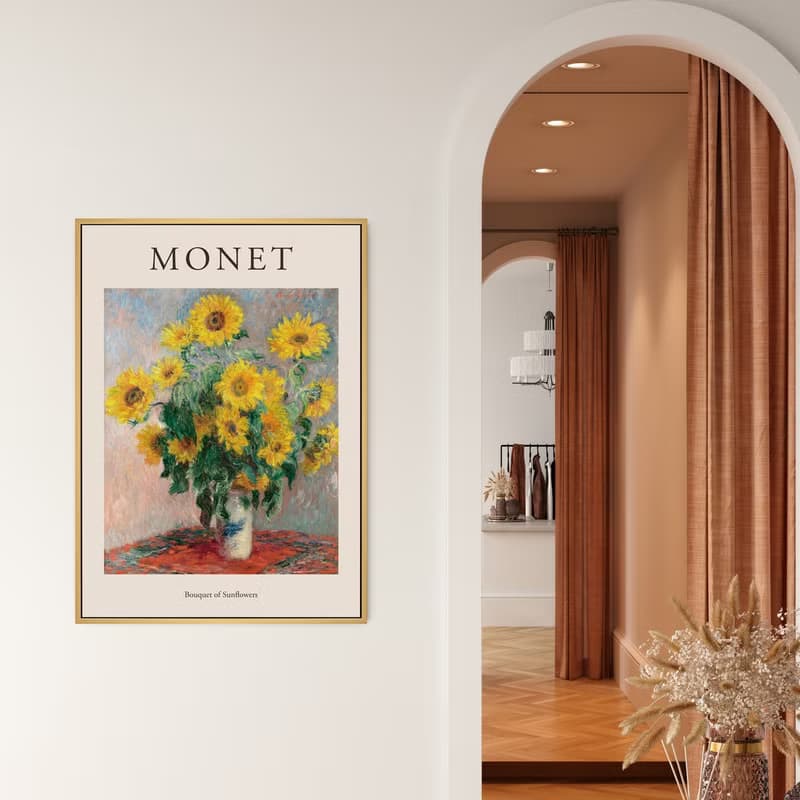 莫內_向日葵花束II - 莫內系列掛畫/花卉掛畫/太陽花/臥室裝飾畫