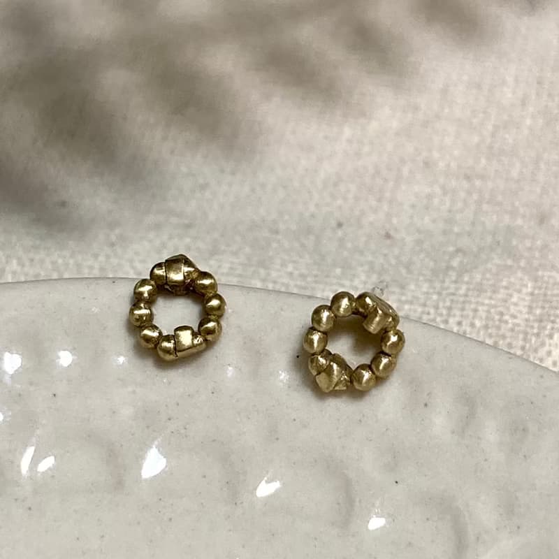 老林雜貨 | 黃銅波提小耳環 (針式 / 夾式)