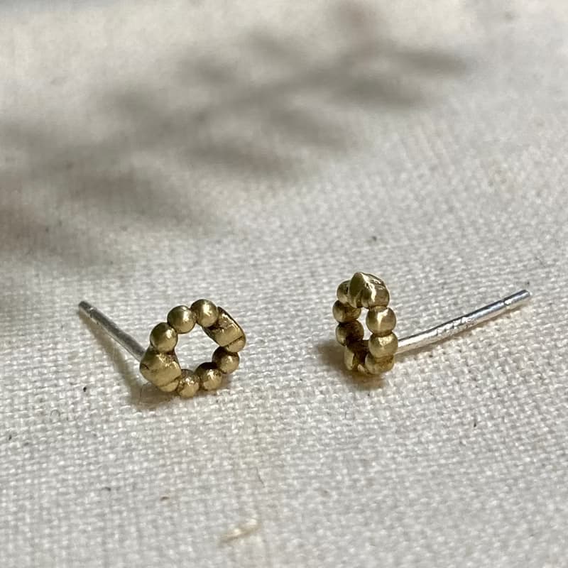 老林雜貨 | 黃銅波提小耳環 (針式 / 夾式)