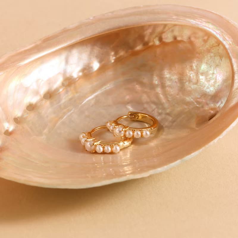 s925銀高級感小珍珠耳圈 18k金色珍珠耳環 女生耳環 媽媽禮物