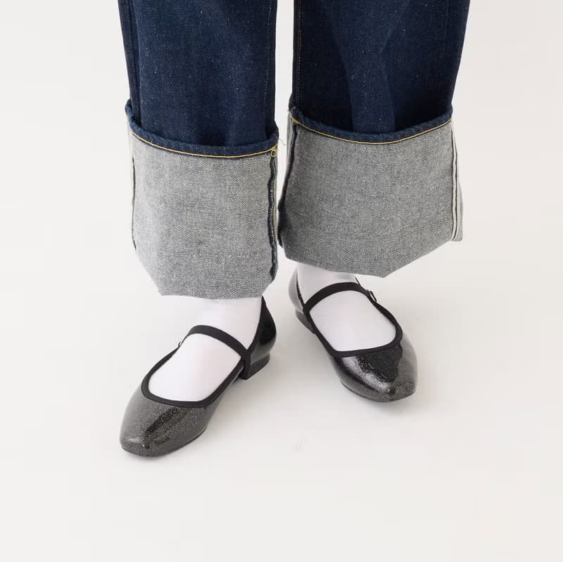 MARTA GLITTER (BLACK) PVC SQUARE TOE FLATS / RAIN SHOES スクエアトゥ パンプス