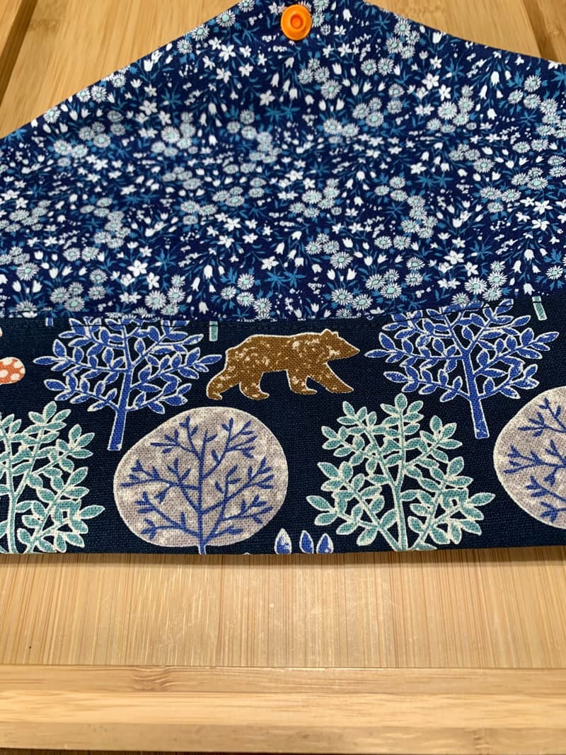 文青風環保純棉筷袋 ~ 竹林深處 沈穩藍 潮物 收納 手作餐具袋 禮