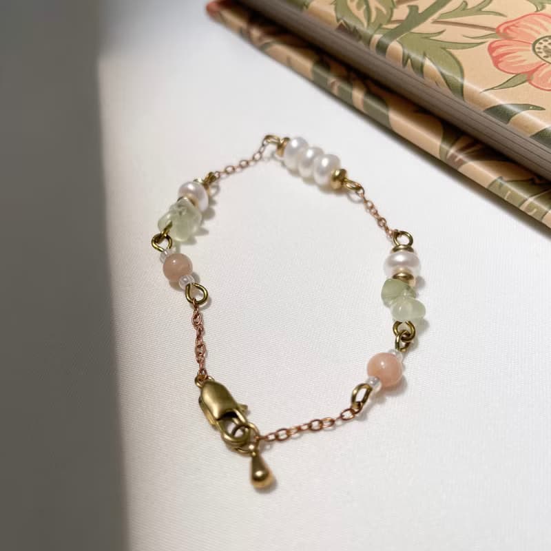 珊瑚礁群手鍊 黃銅手鍊 淡水珍珠 葡萄石 太陽石 日本珠