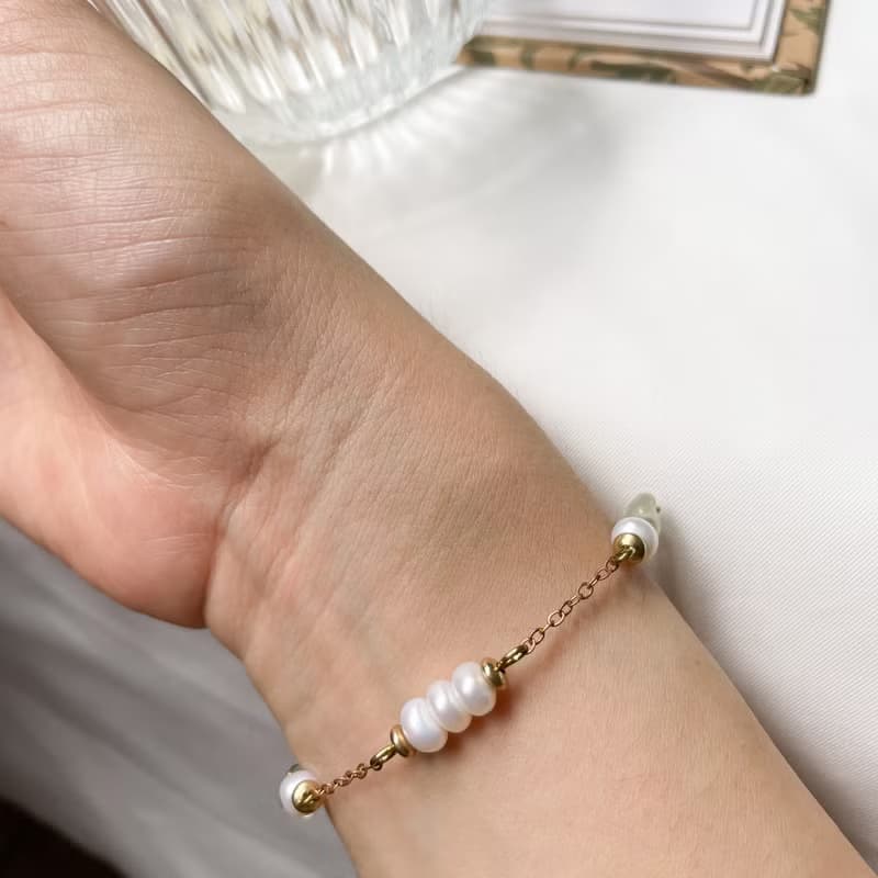 珊瑚礁群手鍊 黃銅手鍊 淡水珍珠 葡萄石 太陽石 日本珠