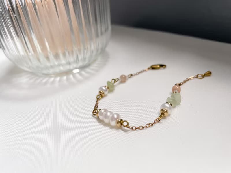 珊瑚礁群手鍊 黃銅手鍊 淡水珍珠 葡萄石 太陽石 日本珠