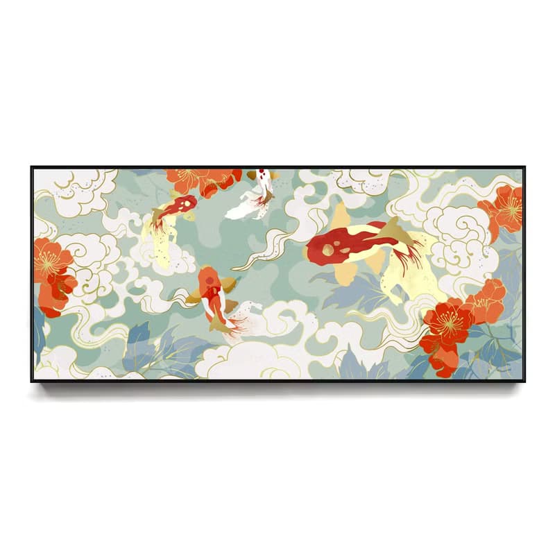 錦鯉 • 巡游 - 日式床頭畫/日本風格掛畫/客廳裝飾畫/辦公室