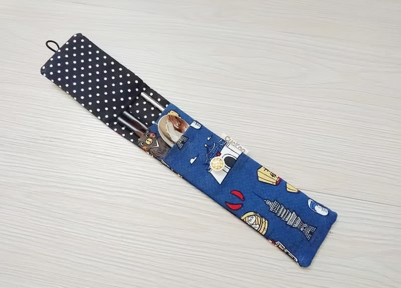 環保餐具收納袋 餐具套 台灣特色與小吃 藍色款