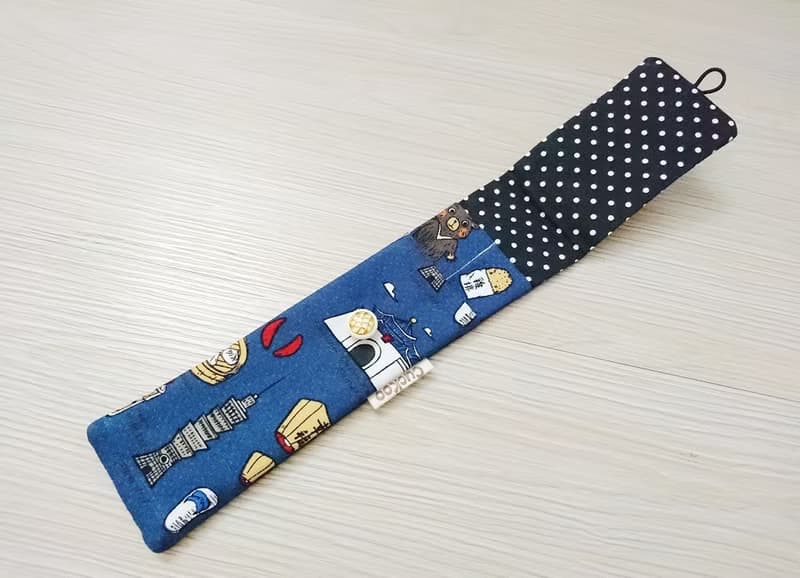 環保餐具收納袋 餐具套 台灣特色與小吃 藍色款