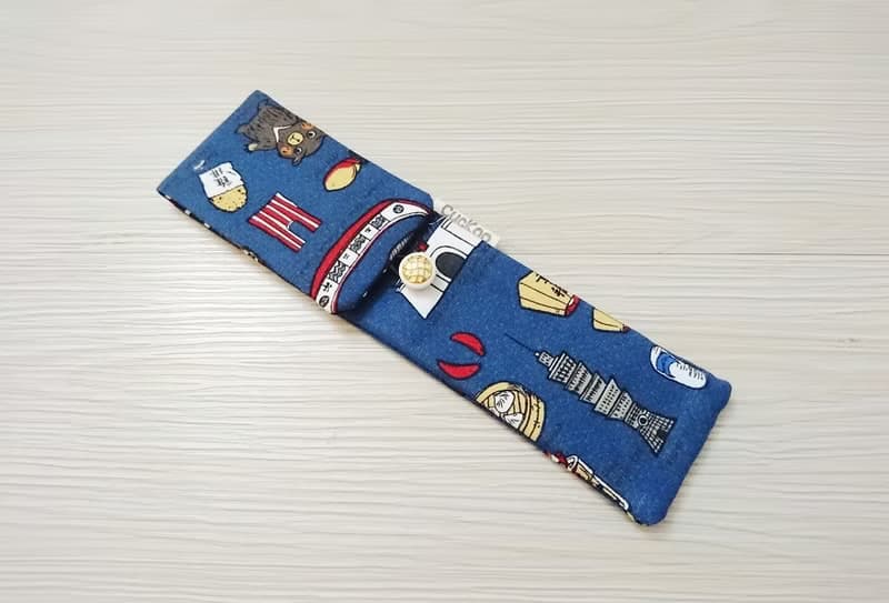 環保餐具收納袋 餐具套 台灣特色與小吃 藍色款