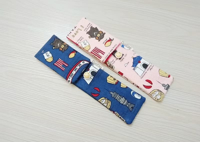 環保餐具收納袋 餐具套 台灣特色與小吃 藍色款