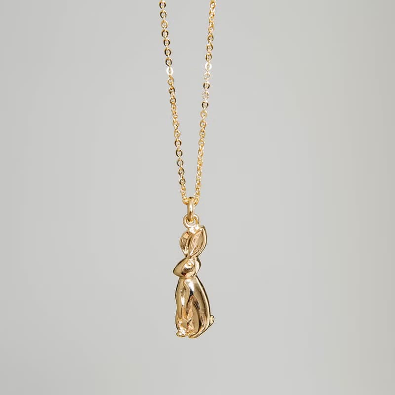 Rabbit Silver Necklace 簡約可愛兔子動物造型 純銀鍍18K金項鍊