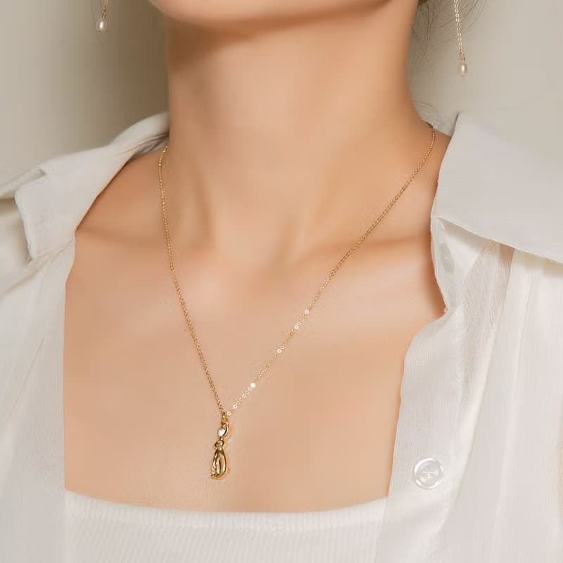 Rabbit Silver Necklace 簡約可愛兔子動物造型 純銀鍍18K金項鍊