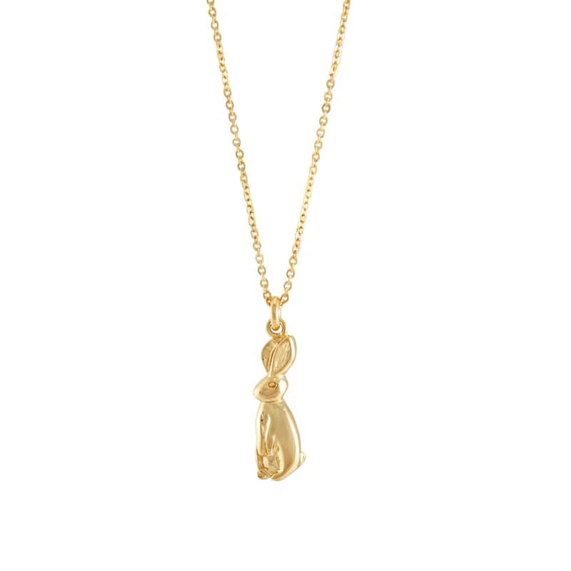 Rabbit Silver Necklace 簡約可愛兔子動物造型 純銀鍍18K金項鍊