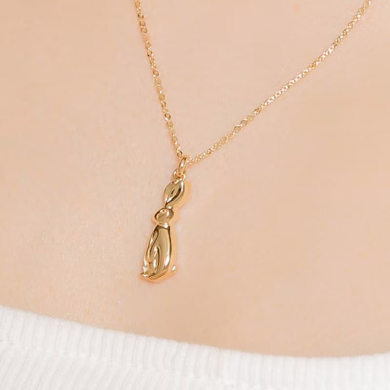 Rabbit Silver Necklace 簡約可愛兔子動物造型 純銀鍍18K金項鍊