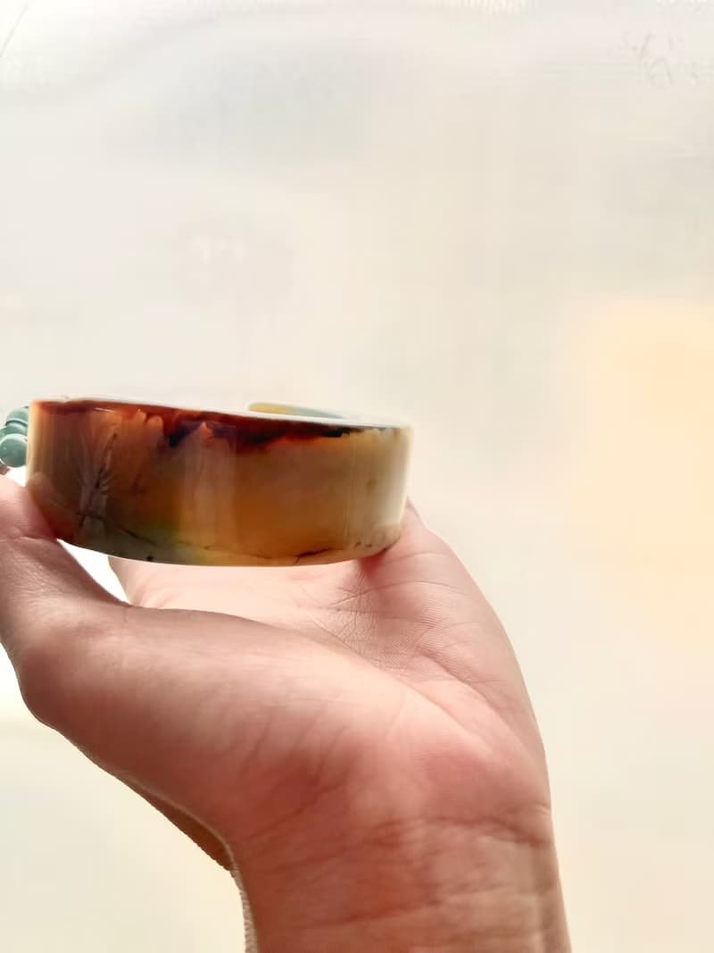 收藏級藍水花玉半鐲設計手串/籽料/藍翡翠珠/編織繩/禮物/配飾