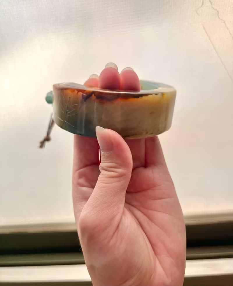 收藏級藍水花玉半鐲設計手串/籽料/藍翡翠珠/編織繩/禮物/配飾