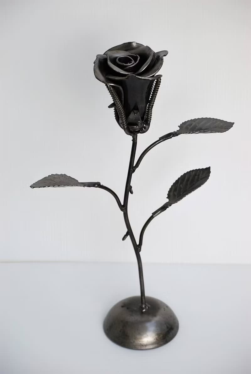 One-Of-A-Kind Gift, Rose Scrap metal sculpture, Wow gift for Dad