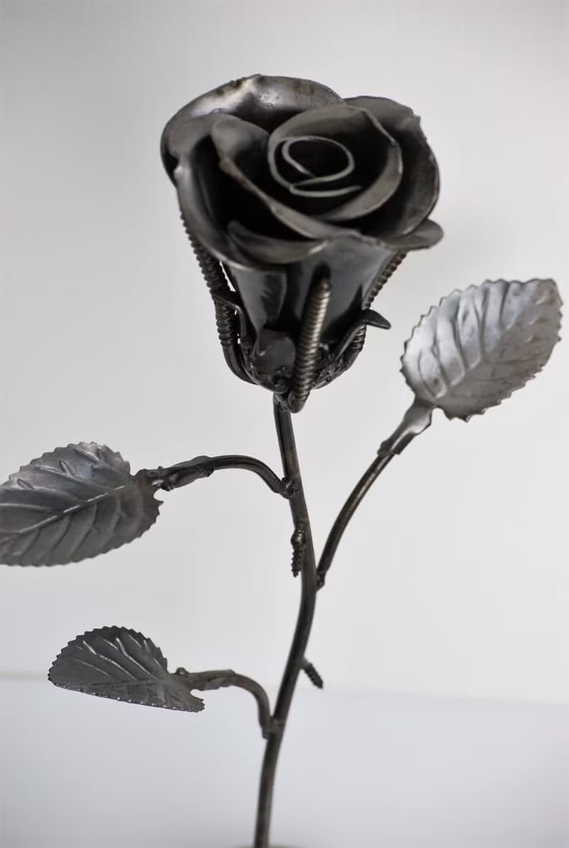 One-Of-A-Kind Gift, Rose Scrap metal sculpture, Wow gift for Dad