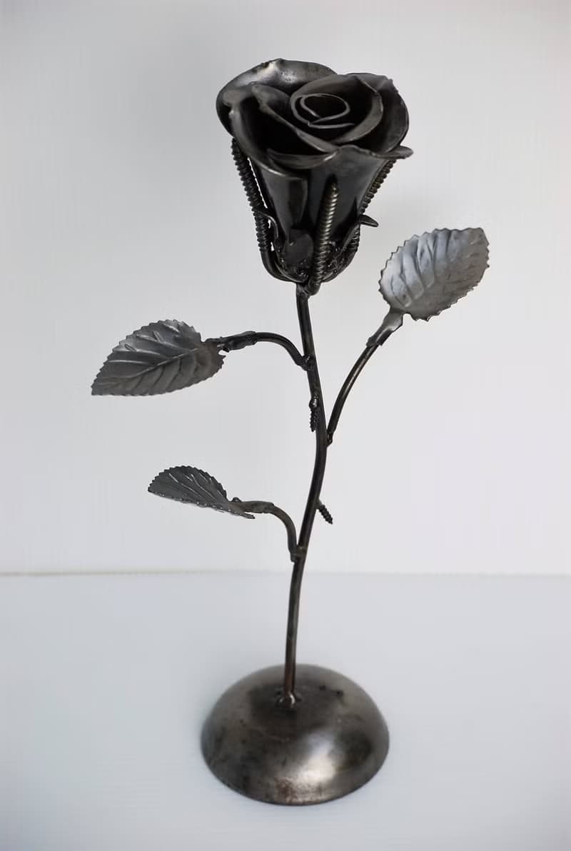 One-Of-A-Kind Gift, Rose Scrap metal sculpture, Wow gift for Dad