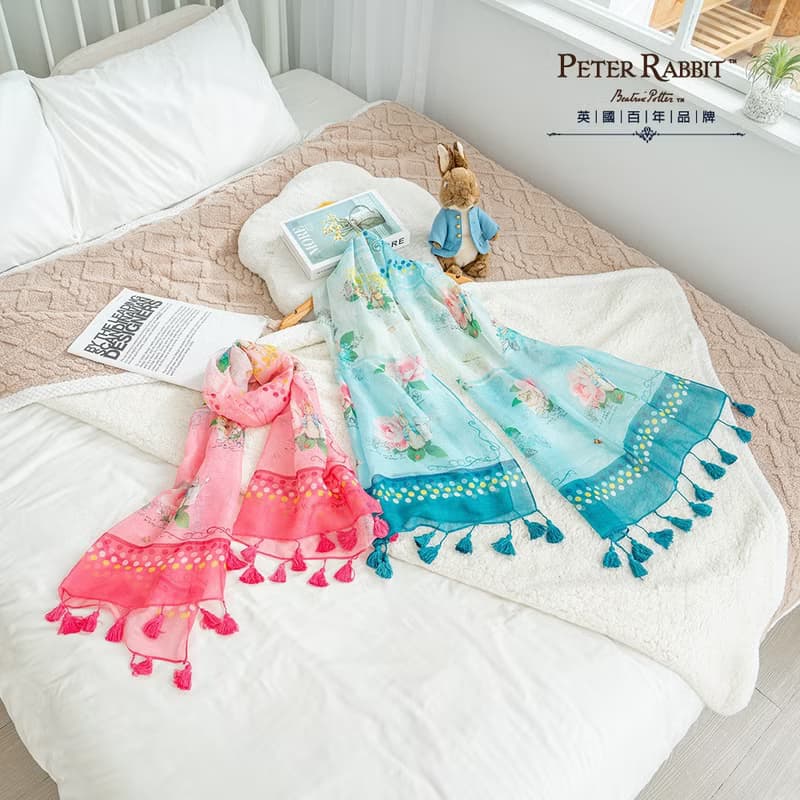 情人節優惠6折_比得兔莫代爾棉玫瑰長絲巾 四季百搭