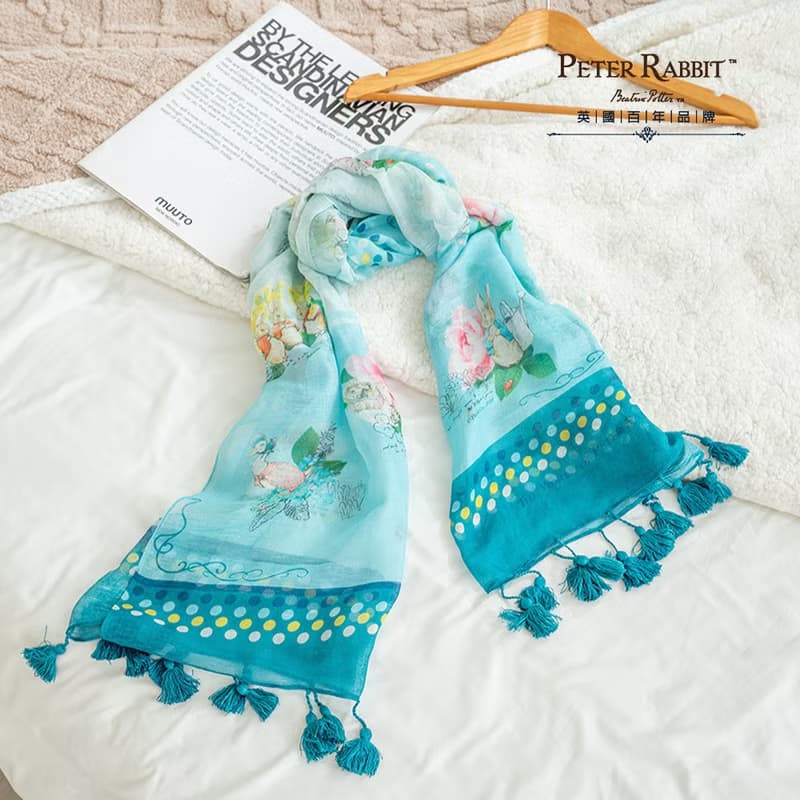 情人節優惠6折_比得兔莫代爾棉玫瑰長絲巾 四季百搭