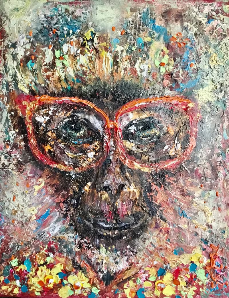 Colourful monkey in glasses