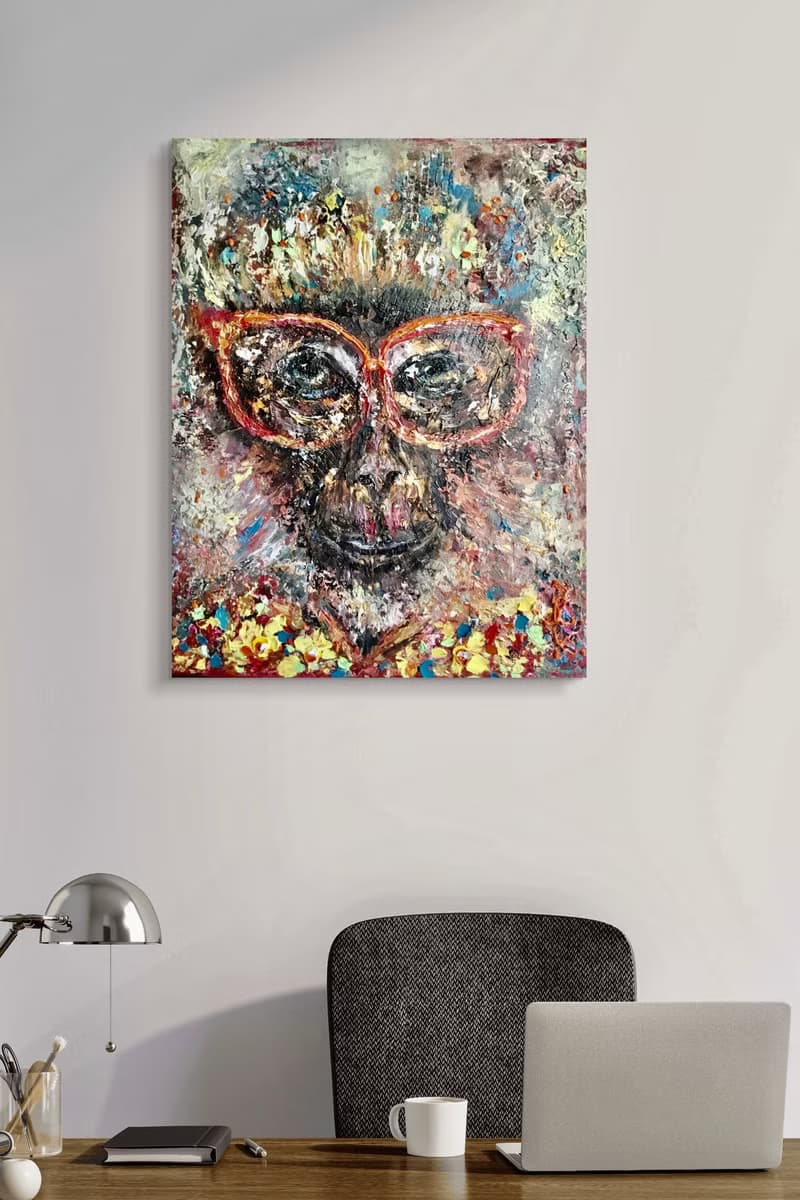Colourful monkey in glasses