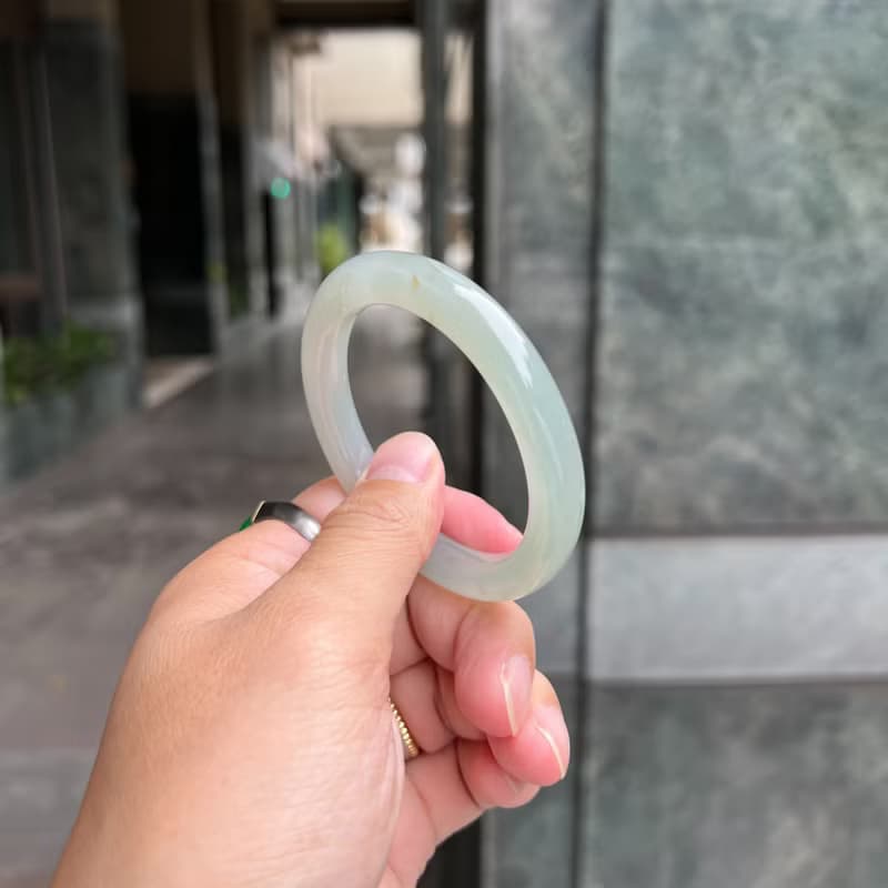 淡雅 | 糯冰種翡翠手鐲 手圍17.3