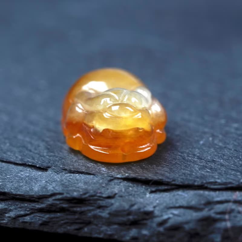 蜜糖黃翡翡翠精雕龍龜戒面 | 天然緬甸玉翡翠A貨 | 送禮