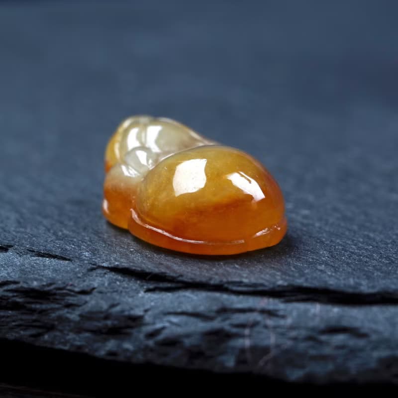 蜜糖黃翡翡翠精雕龍龜戒面 | 天然緬甸玉翡翠A貨 | 送禮