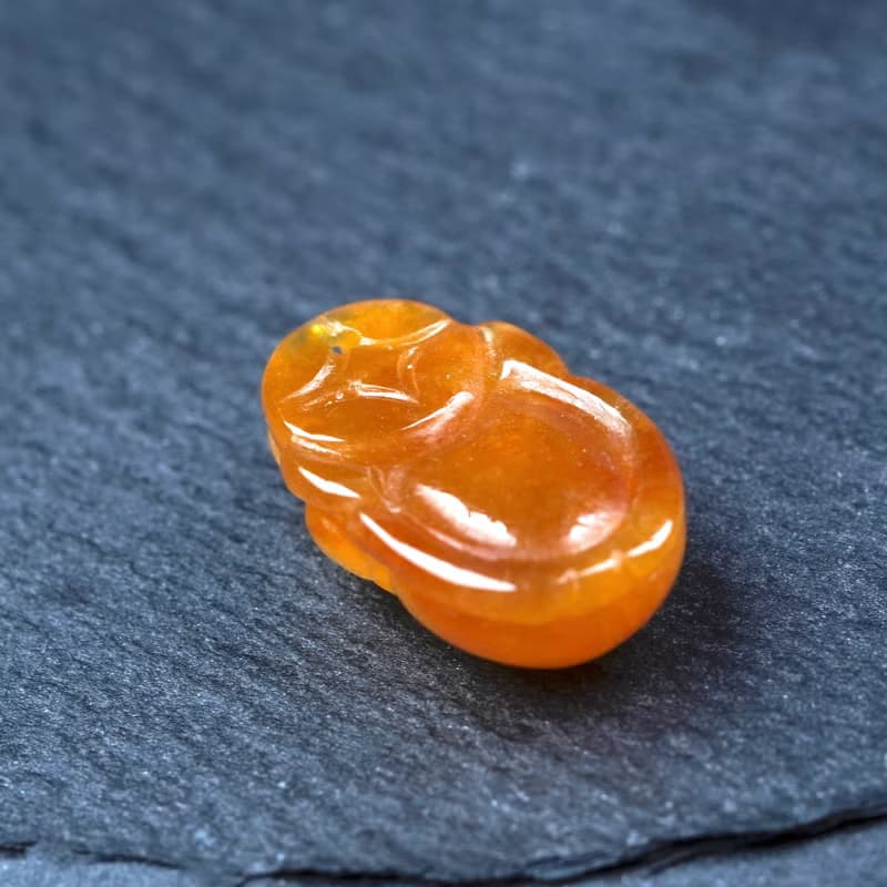 蜜糖黃翡翡翠精雕龍龜戒面 | 天然緬甸玉翡翠A貨 | 送禮