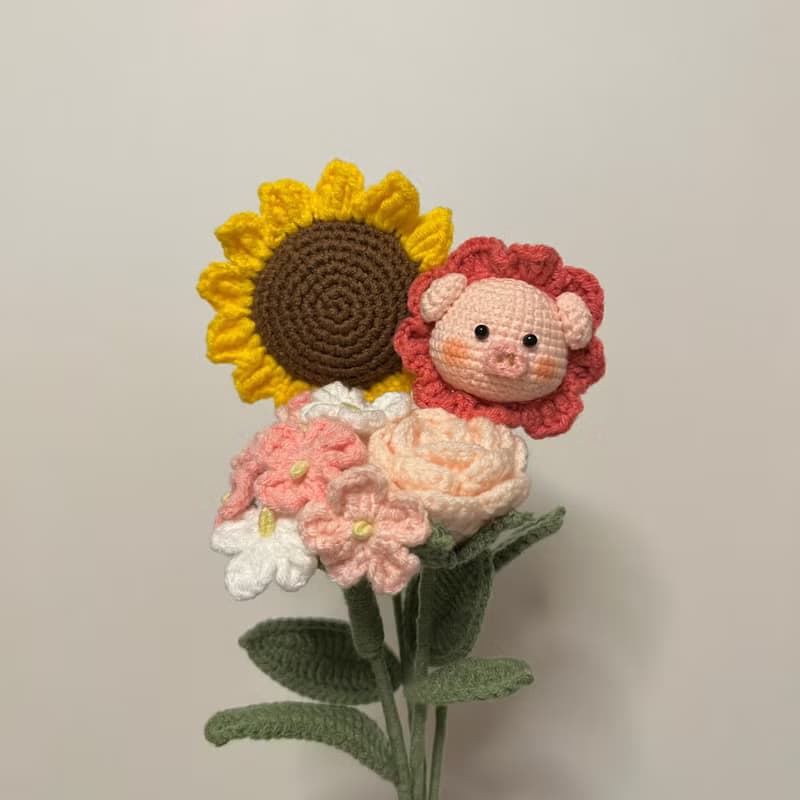 鈎針編織豬豬花束