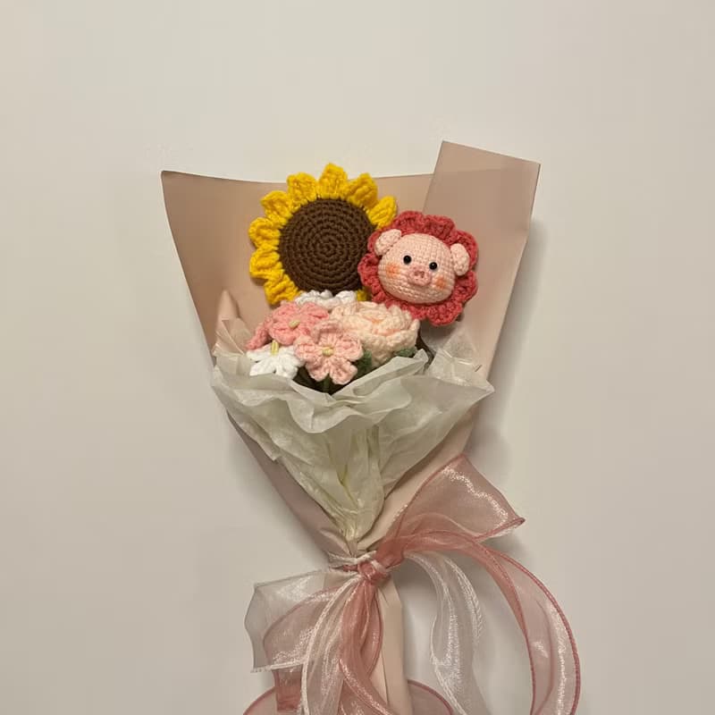 鈎針編織豬豬花束
