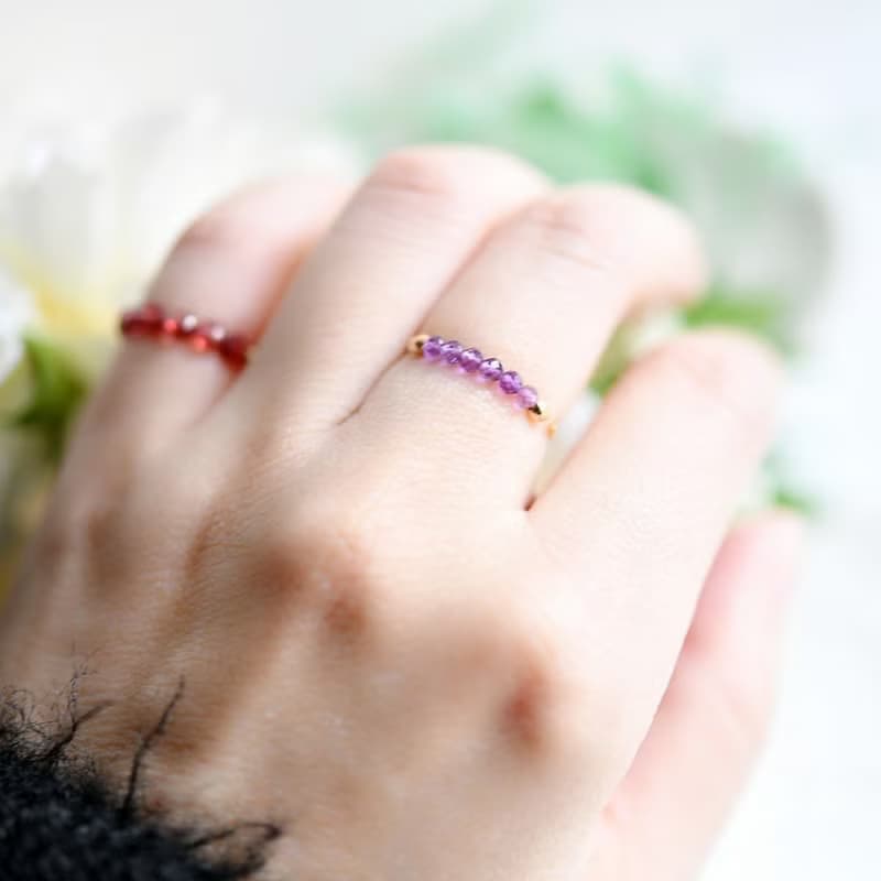愛の守護石アメジストのチェーンリング ピンキーリング 1本 2月誕生石