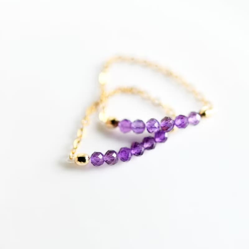 愛の守護石アメジストのチェーンリング ピンキーリング 1本 2月誕生石