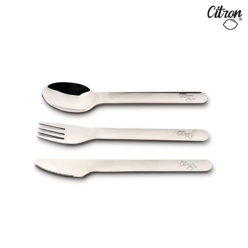 快速出貨【Citron】兒童餐具三件組(含收納袋)_ 霧靄藍