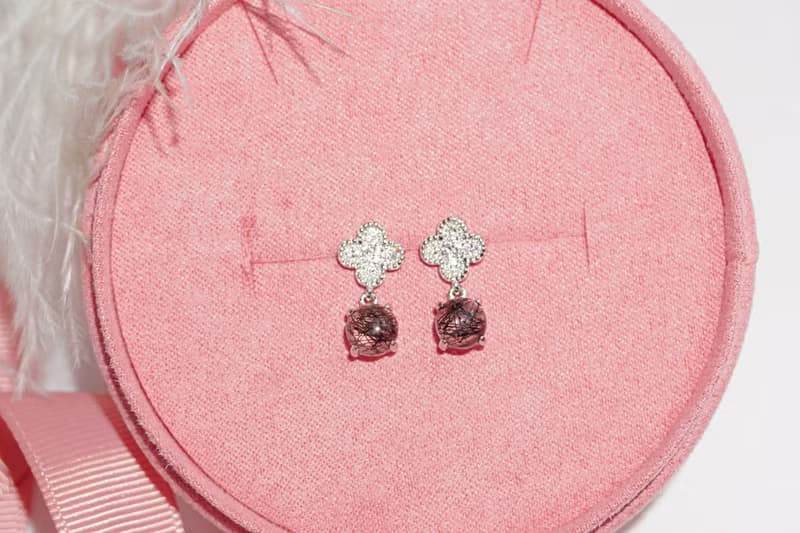 Natural Black Rutilated Quartz SterlingSilver 925 Drop Earrings, Flower earrings