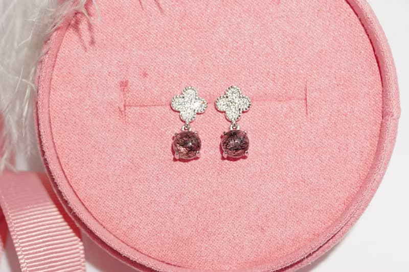 Natural Black Rutilated Quartz SterlingSilver 925 Drop Earrings, Flower earrings